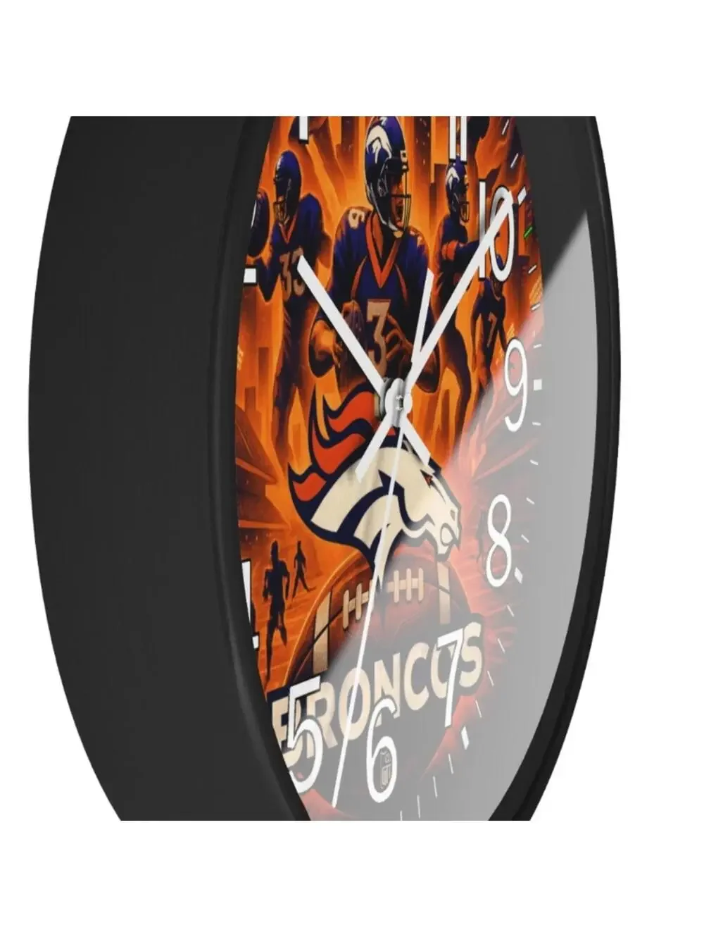REVERSE TICKING CLOCK DENVER BRONCOS Glow In The Dark Wall Clock New!